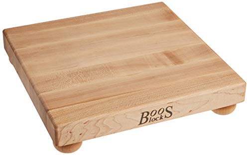 B Series Square Wooden Maple Cutting Board 12”x12” (12"L x 12"W / Maple with Wood Feet)
