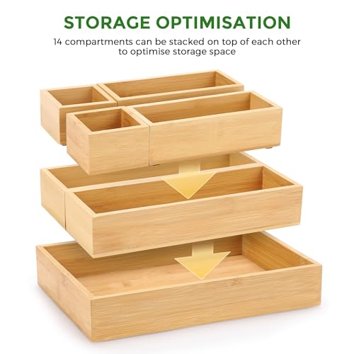 Bamboo Drawer Organizer Set (14)