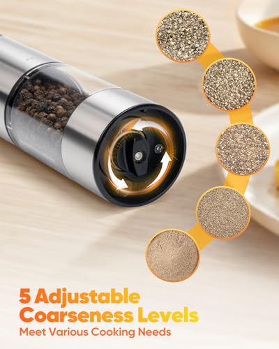 Electric Salt and Pepper Grinder Set with LED Light