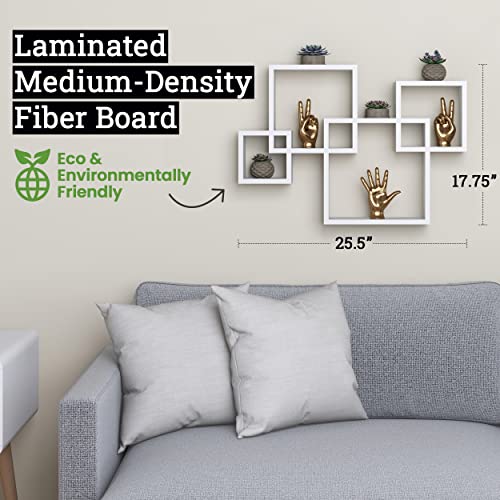 4 Cube Intersecting Shelves (Rustic White / 4)