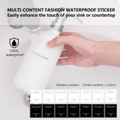 Thick Glass Soap Dispenser (White Bottle/Brushed Silver Pump + Tray + Funnel)