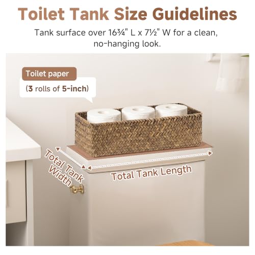 Small Toilet Paper Basket for Back of Toilet Basket (Brown(seagrass) / 15 ¾"L x 6 ½"W x 4 ¼"H)