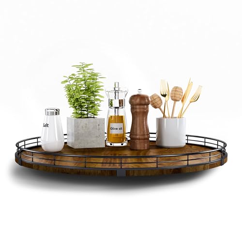 18 Inch Farmhouse Oak Lazy Susan Organizer