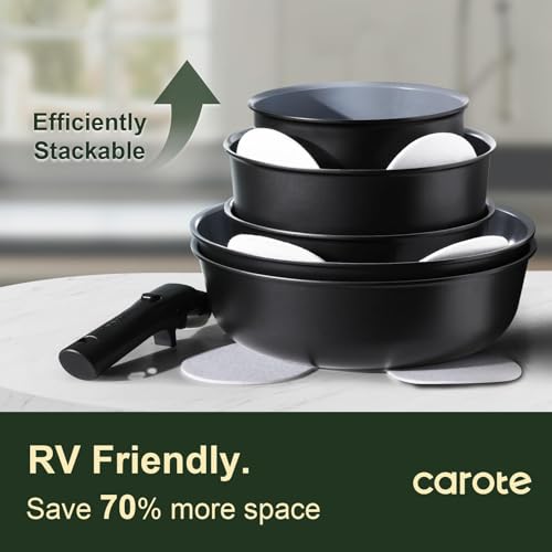 19pcs Ceramic Cookware Set Detachable Handle (Black/Gray / 19 Piece)