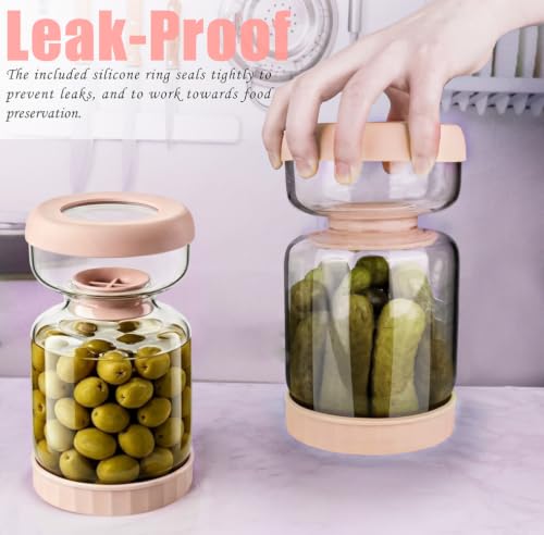 Olive Pickle Jar Container with Strainer Pickling Jar (Pink)