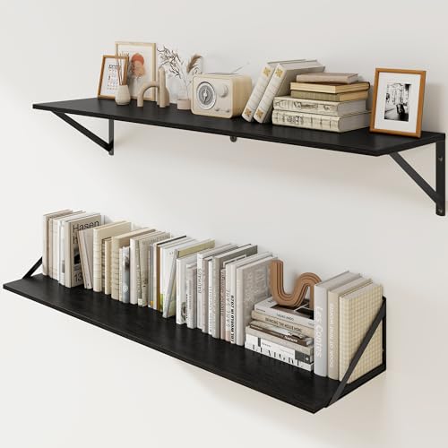 Black Deep Floating Shelves for Wall