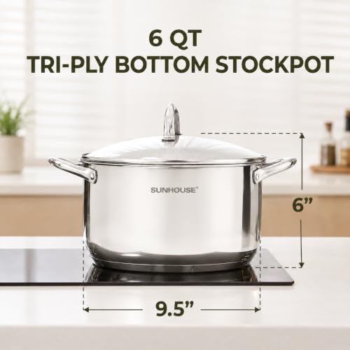 6 QT Stainless Steel Stock Pot with Lid