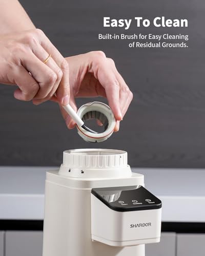 Conical Burr Coffee Bean Grinder (Cream White)