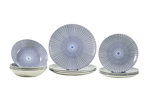 12 Piece Porcelain Dinnerware Set for 4 (Singapore Blue / 12)