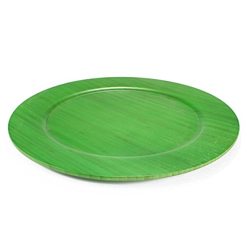 13" Dia Green Bamboo Reusable Dinnerware Charger Round Plates for Catered Events