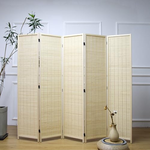 5 Panel Bamboo Room Divider (Beige / 5 Panel)