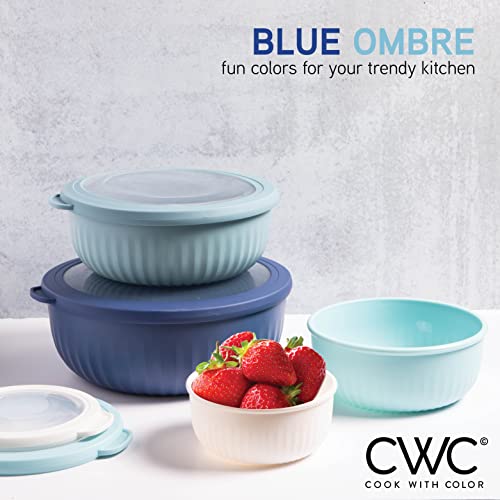 Prep Bowls with Lids (Blue / 8 Piece Set - Wide Bowls)