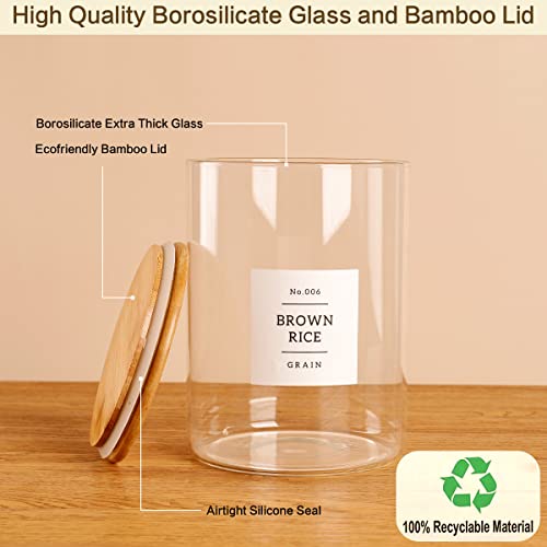 Large Glass Storage Jars With Airtight Bamboo Lid (3000ml)