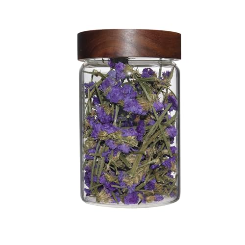 30oz Glass Coffee Jars with Airtight Wood Screw Lid Herb Spice Jar Round Storage Canister with Wooden Lid Clear Glass Food Jar for Pantry Sugar Tea Coffee Bean Spice Nuts Cookies Bath Salts (900ml/30oz-1 pack)