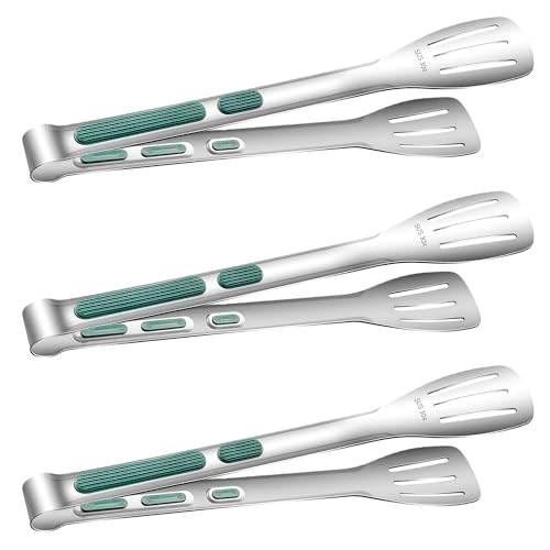 Stainless Steel Kitchen Tong Set (11inch / 3Pcs Green)