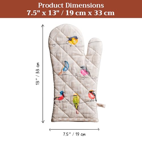 Maison d'Hermine Oven Gloves 100% Cotton Oven Mitt (003 - Birdies on Wire / 7.5" x 13" (Oven Mitt))