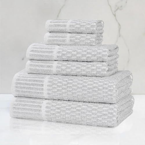 Juno Viscose Cotton Blend Medium Weight Towels (6 Piece Towel Set / Platinum)
