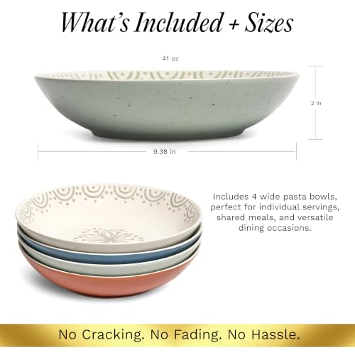 4 Piece Speckled Stoneware Pasta Bowl Set (Glazed Garden / Pasta Bowl Set)