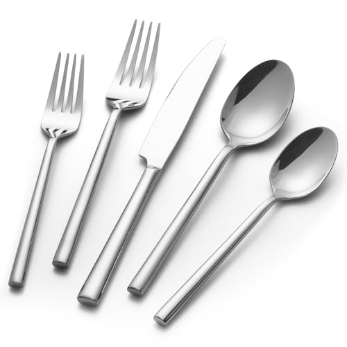Potter 60 Piece Forged Silverware Set Stainless Steel Flatware Set Cutlery Set (Silver / 60 pieces for 12)