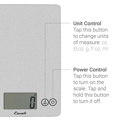Arti Glass Food Scale Digital Countertop Kitchen (Shiny Silver / 9" x 6.5" x .75")