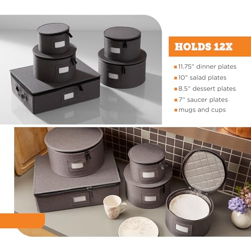 5 Piece China Storage Set (Gray / 5 Piece Hard Shell Set for Mugs & Plates)
