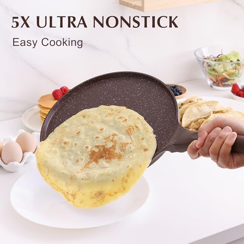 10 Inch Nonstick Crepe Pan Granite Coating Pancake Pan Brown (Toffee Brown / 10 Inch)