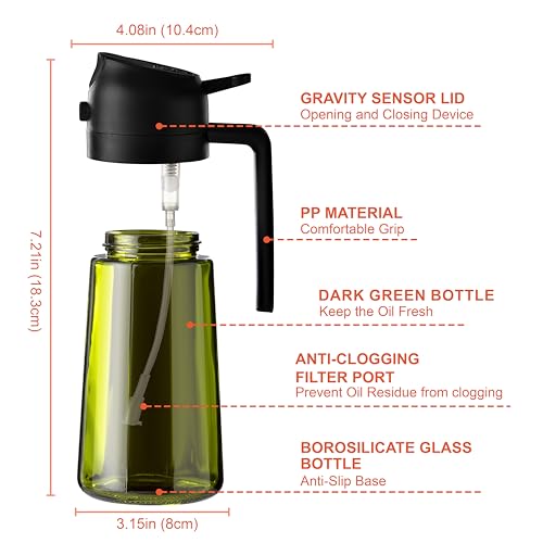 16oz 470ml Olive Oil Dispenser for Kitchen with Stickers (Light-Proof /w Stickers / 2 Black)