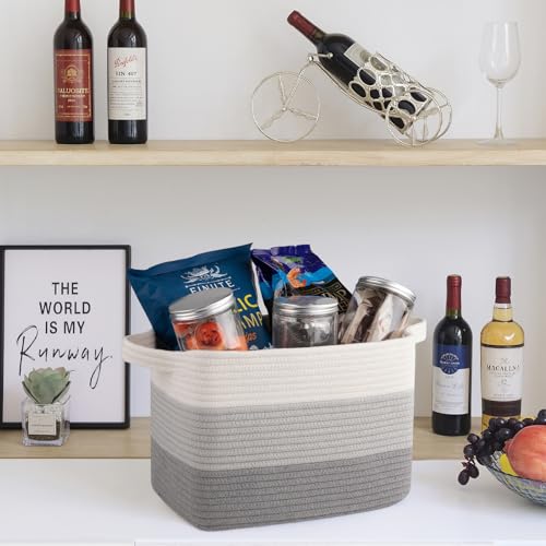 30L Storage Basket Large Blanket Basket Living Room Gray 3 (Gradient Gray / 3 pcs-16”x12”x10”)