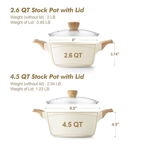 Ceramic Nonstick Pot (2.6 + 4.5 Quarts / Ceramic White)