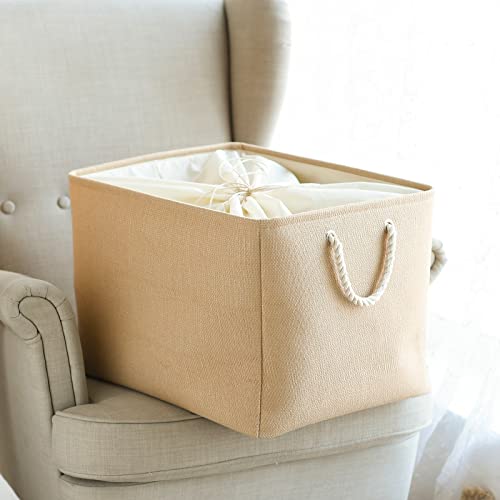 Storage Bin for Shevles (Beige / 3PCS/Extra Jumbo - 20.5Lx15.7Wx13.8H)
