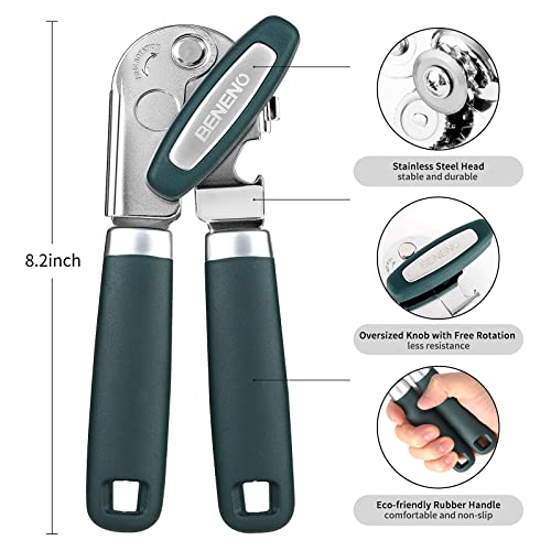 Heavy Duty Hand Can Opener Manual with Magnet Lid Remover (Green)