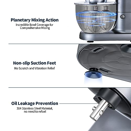 Stand Mixer 6QT Mixers Kitchen Electric Stand Mixer (Gray / One Bowl (6QT))