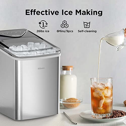 Ice Makers Countertop (Stainless Steel-01 / 26lbs)