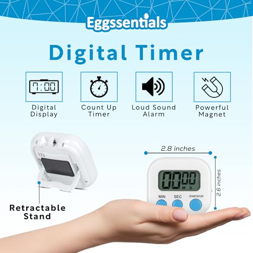 Pack of 4 Kitchen Timer with Big Digital Numbers and Loud Alarm
