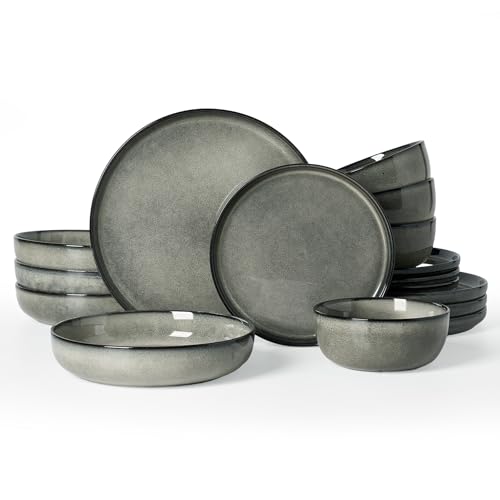 Milkyway 16 Piece Dinnerware Set with Pasta Bowls (Greenish Brown / Service for 4 (Include Pasta Bowls))