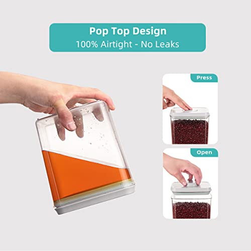 Pop Airtight Food Storage Containers with Lids for Kitchen Pantry Organizing Stackable Container for Cereal Snack Flour Sugar Coffee Spaghetti (12 Pcs Set)