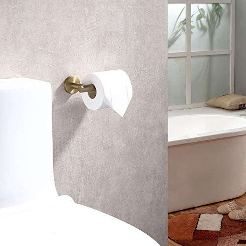 Toilet Paper Holder SUS304 Stainless Steel Round Size Brushed Gold 2 Pack (2 Count)