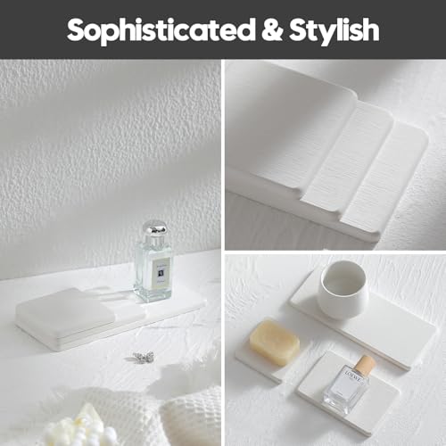 3PCS Bathroom Sink Vanity Trays (3 Pack - White / 9" x 3.5")