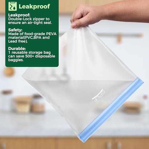 8 Pack Stand Up Reusable Half Gallon Freezer Bags Dishwasher Safe (8 Pack Half Gallon Bags)