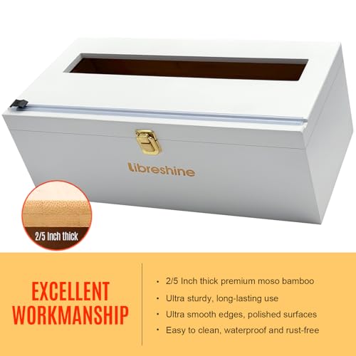 12 Inch Bamboo Plastic Wrap Dispenser with Cutter (White)