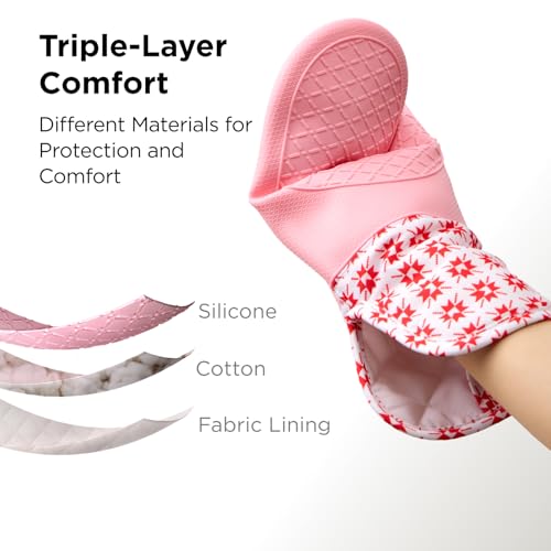 UltraShield Silicone Oven Mitts (Gem-red / Standard)