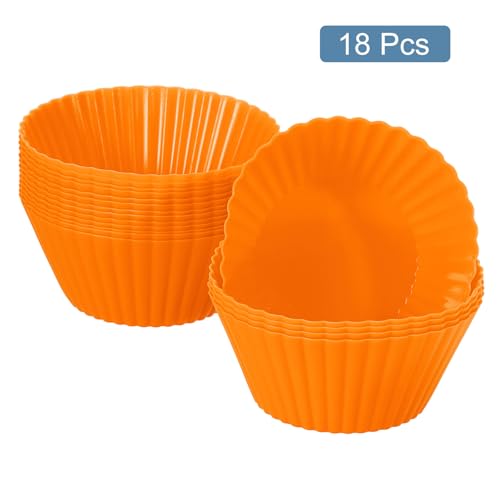 18Pcs Silicone Cupcake Liners (Orange / 2")