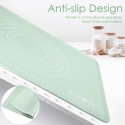 Extra Large Silicone Baking Mat for Countertops (Light Green / 27.6"L x 19.7"W)