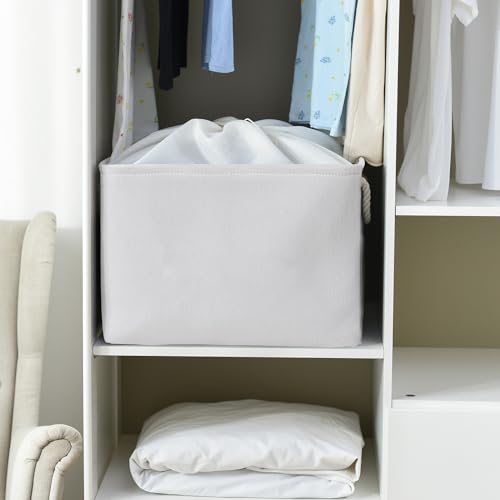 Organization and Storage Basket for Shelves (White Color / 3PCS/Extra Jumbo - 20.5Lx15.7Wx13.8H)