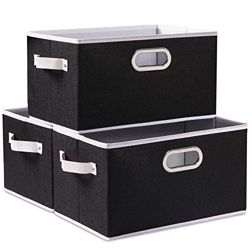 Fodable Storage Bins for Closet [3 (Black / Medium(3-Pack))
