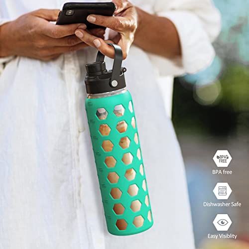 24oz Glass Water Bottle (Green / 24 Ounces)