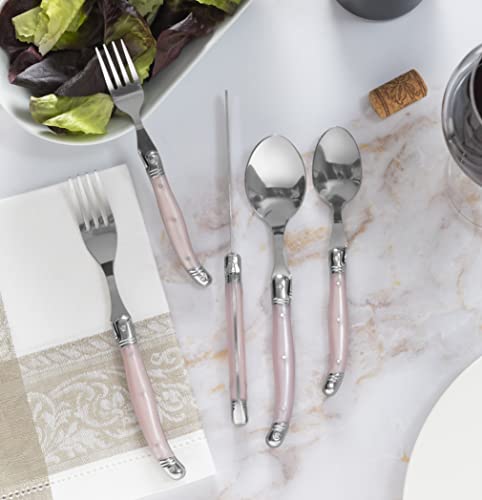 Laguiole 20 Piece Stainless Steel Flatware Set (Petal Pink)