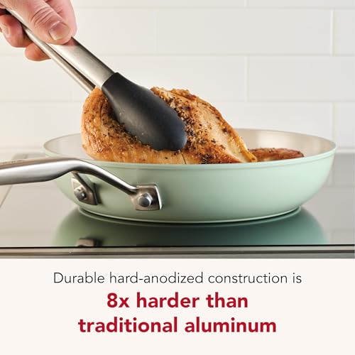 Hard Anodized Ceramic Induction Nonstick Cookware Frying Pan (Pistachio / 12.25-Inch)