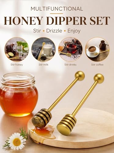 Honey Dipper 6.3 in Stainless Steel Server Stick (Gold)