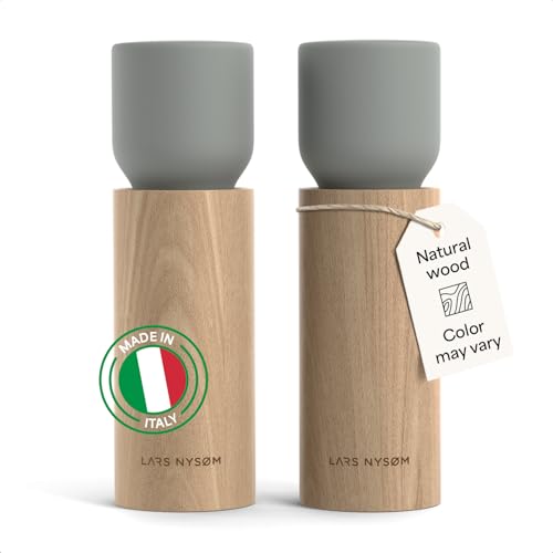 Wooden Salt and Pepper Grinder Set Manual (Ash Gray / Set of two manual grinders without wooden tray)